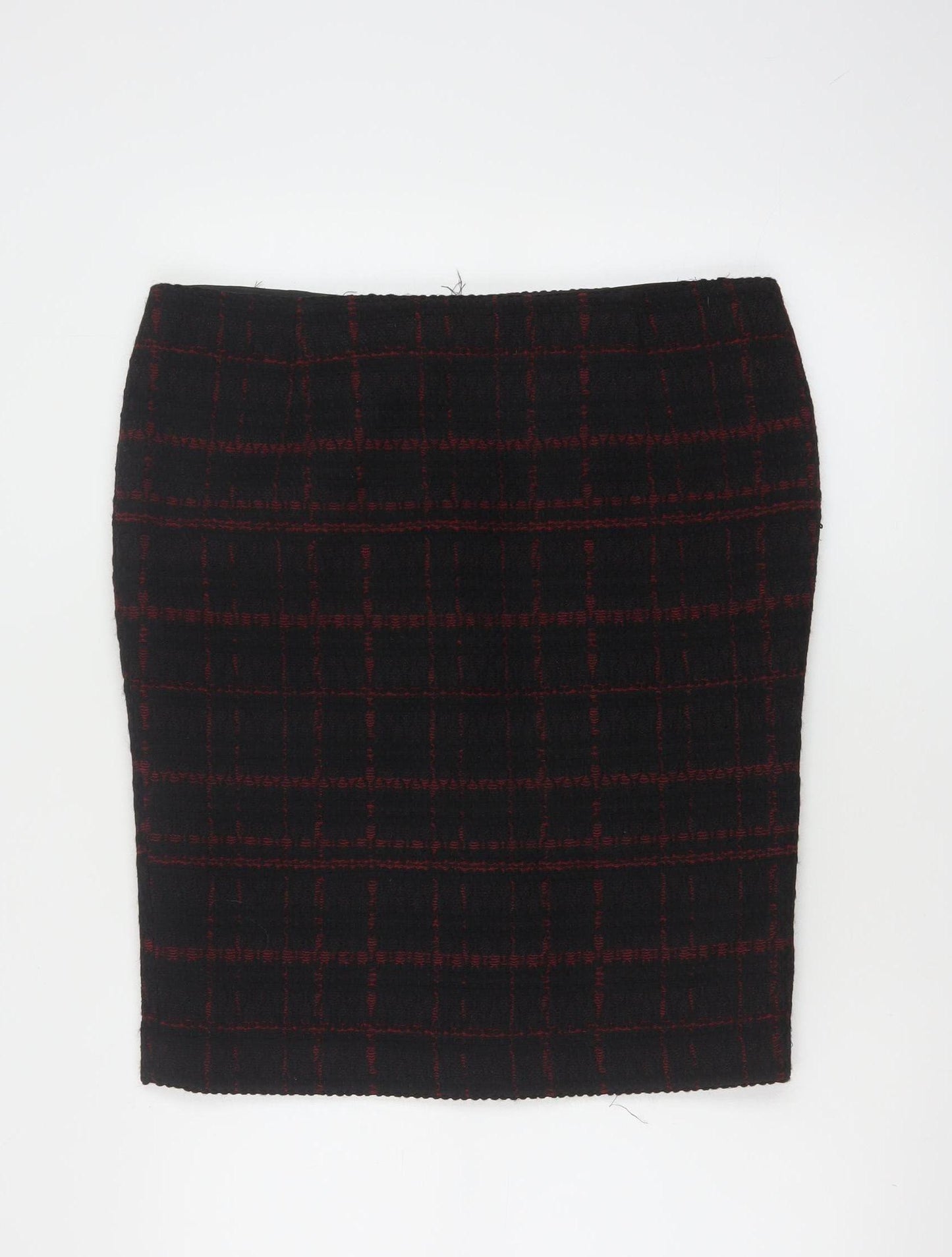 Hobbs Women Black Check Wool Blend Tweed Pencil Skirt UK 16