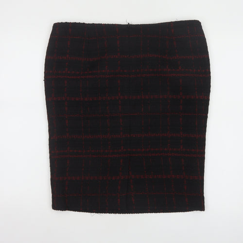 Hobbs Women Black Check Wool Blend Tweed Pencil Skirt UK 16