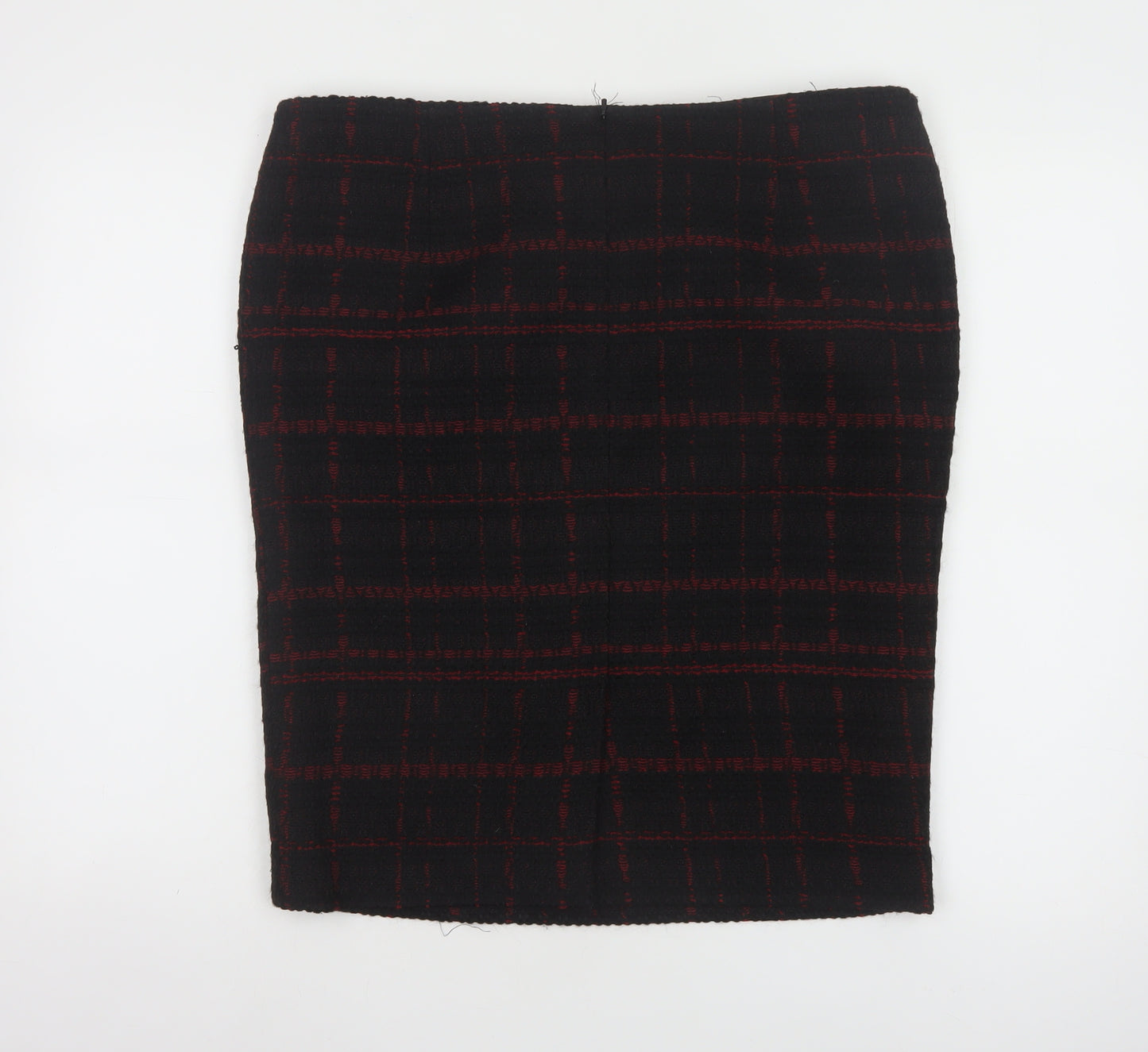 Hobbs Women Black Check Wool Blend Tweed Pencil Skirt UK 16