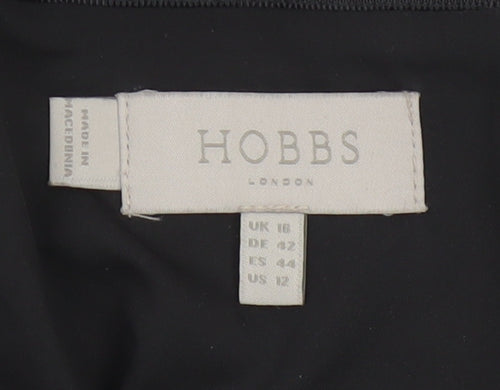 Hobbs Women Black Check Wool Blend Tweed Pencil Skirt UK 16