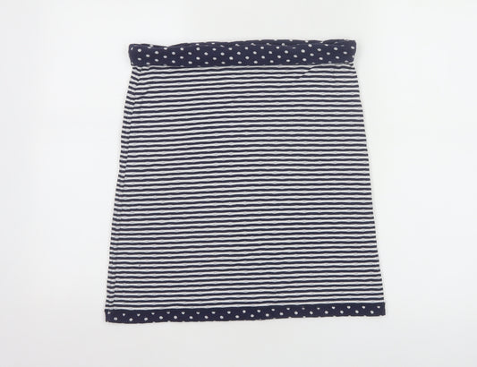 White Stuff Women Blue Striped Cotton Stretch Skirt Size 10