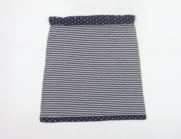 White Stuff Women Blue Striped Cotton Stretch Skirt Size 10