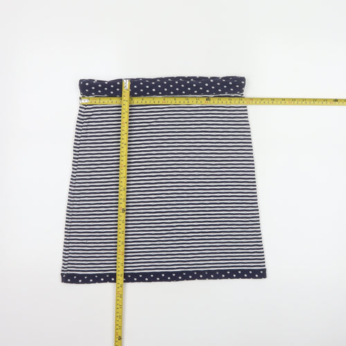White Stuff Women Blue Striped Cotton Stretch Skirt Size 10