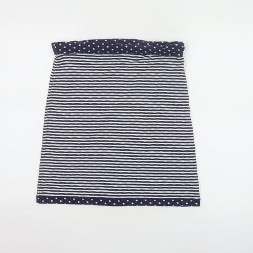 White Stuff Women Blue Striped Cotton Stretch Skirt Size 10