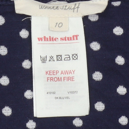 White Stuff Women Blue Striped Cotton Stretch Skirt Size 10