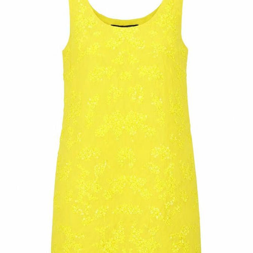 French Connection Women's Yellow Sequin Shift Dress Size 14