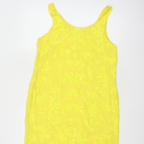 French Connection Women's Yellow Sequin Shift Dress Size 14