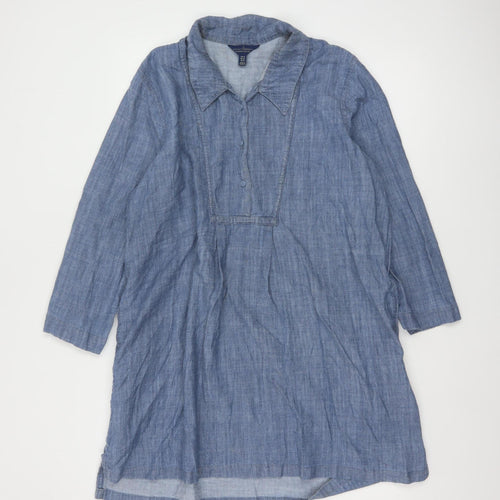 Seasalt Cornwall Women Blue Cotton Shirt Dress Size 16