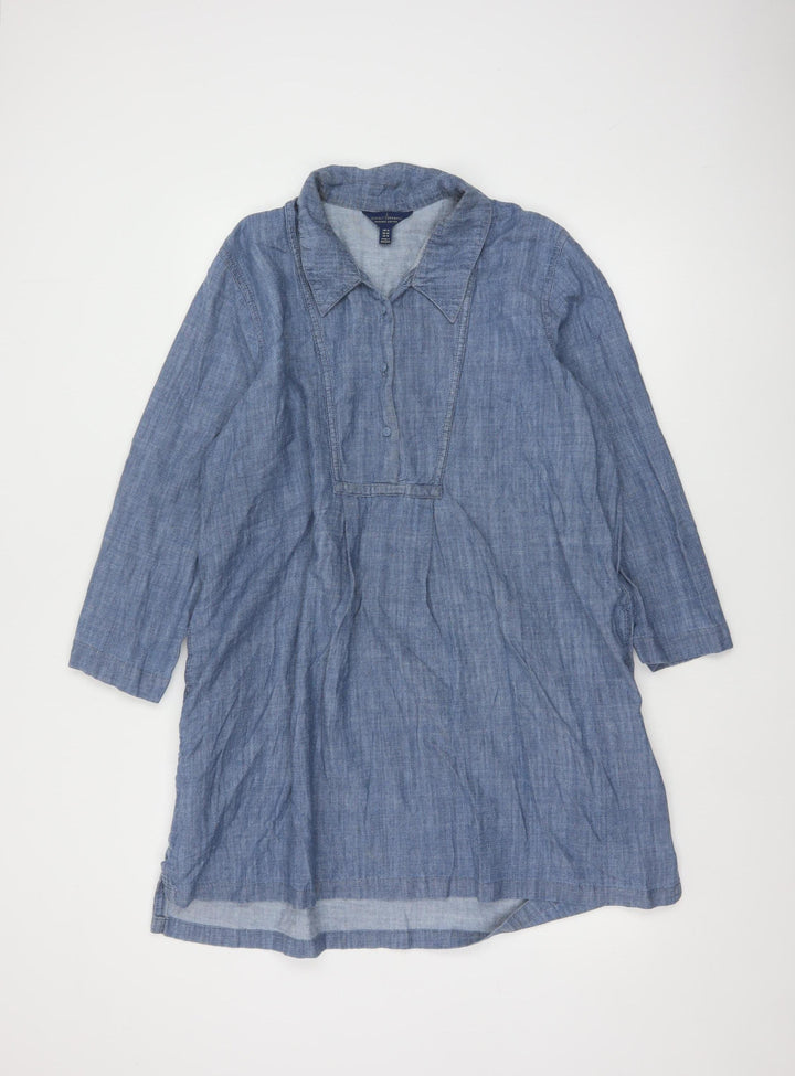 Seasalt Cornwall Women Blue Cotton Shirt Dress Size 16