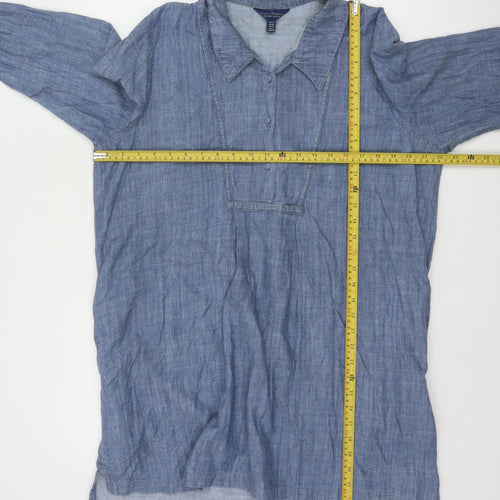 Seasalt Cornwall Women Blue Cotton Shirt Dress Size 16