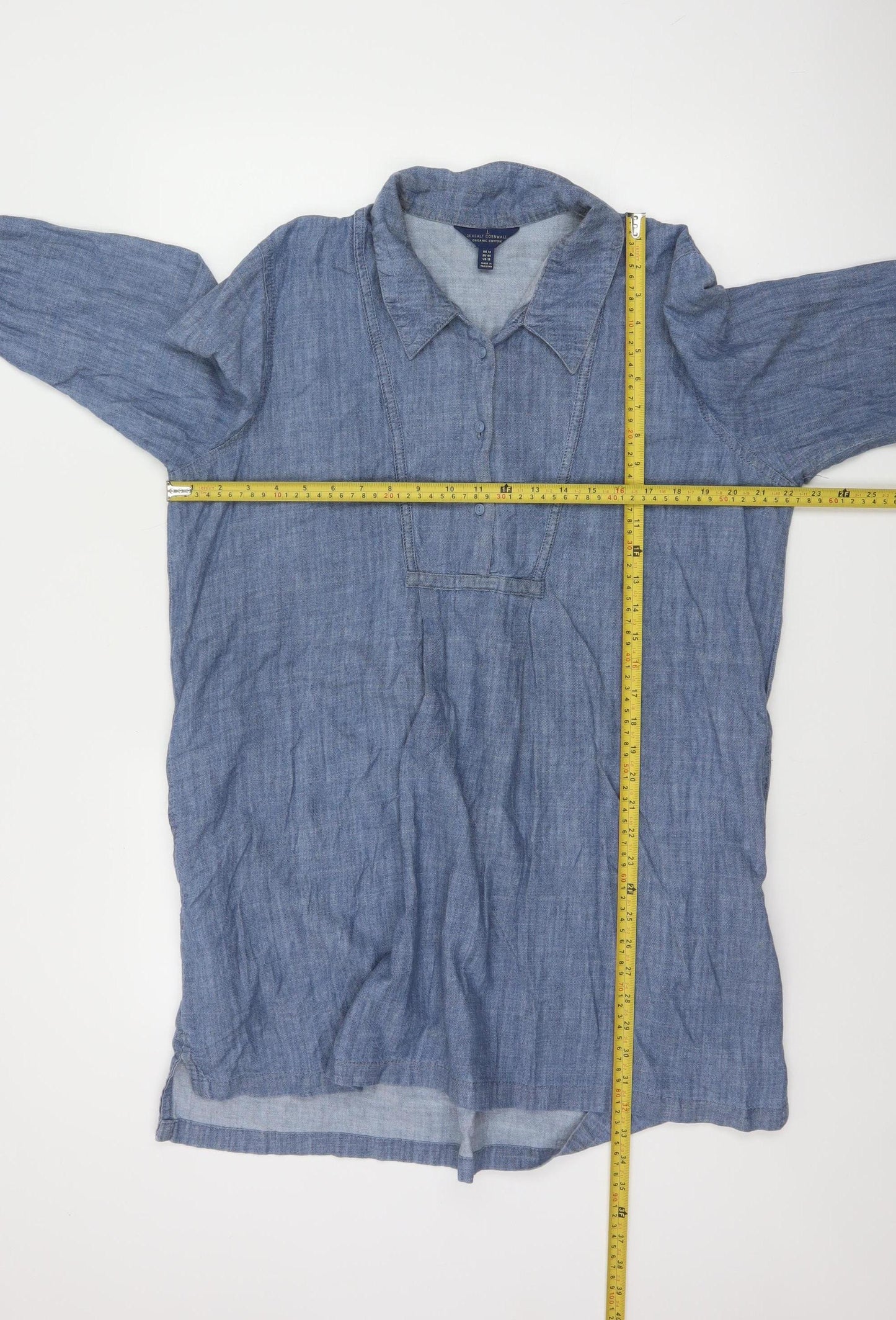 Seasalt Cornwall Women Blue Cotton Shirt Dress Size 16