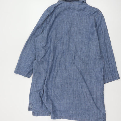 Seasalt Cornwall Women Blue Cotton Shirt Dress Size 16