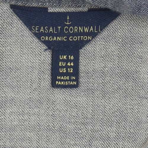 Seasalt Cornwall Women Blue Cotton Shirt Dress Size 16