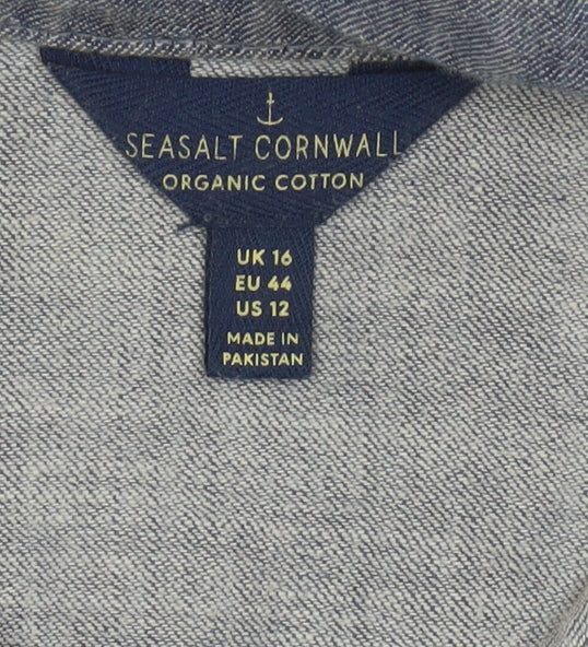 Seasalt Cornwall Women Blue Cotton Shirt Dress Size 16