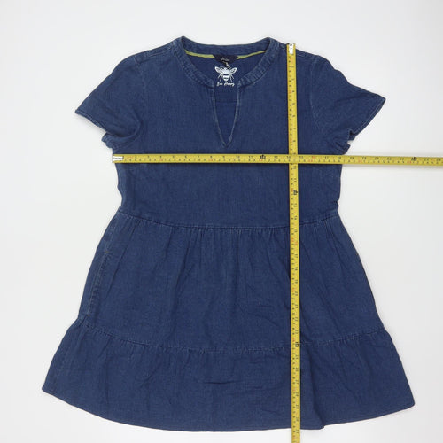 Joules Women Blue Denim A-Line Short Sleeve Knee Length Dress UK 10