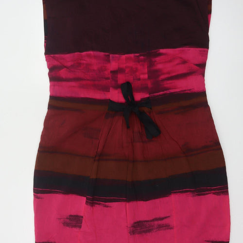 Laura Ashley Women’s Multicoloured Shift Dress UK 18 Silk Cotton Knee Length