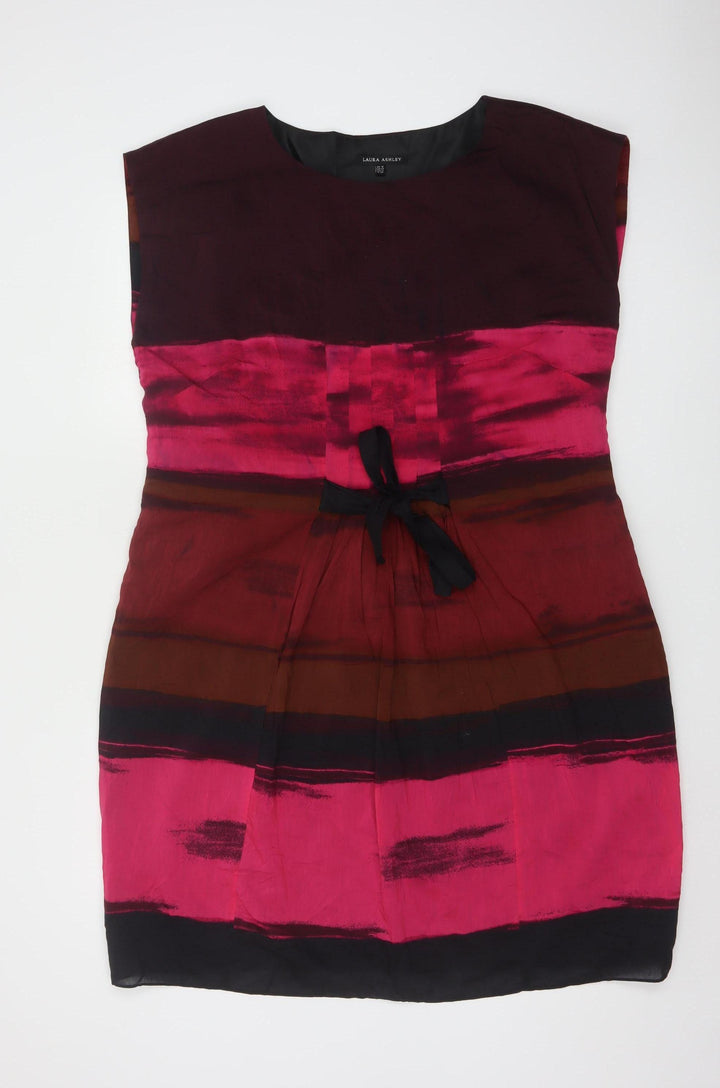 Laura Ashley Women’s Multicoloured Shift Dress UK 18 Silk Cotton Knee Length