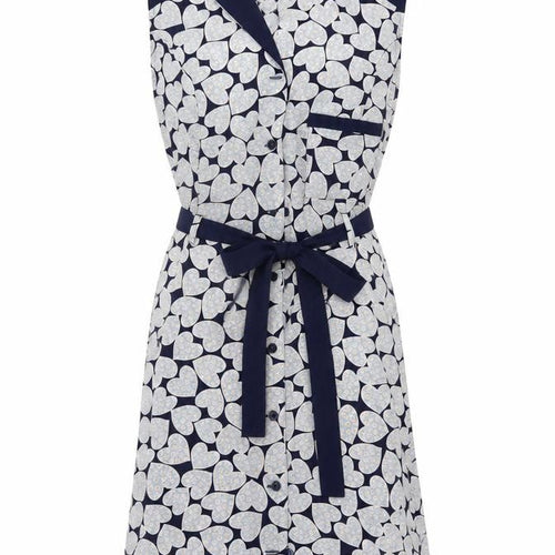 Henry Holland Women's Blue Heart Print Sleeveless Shirt Dress Size 12