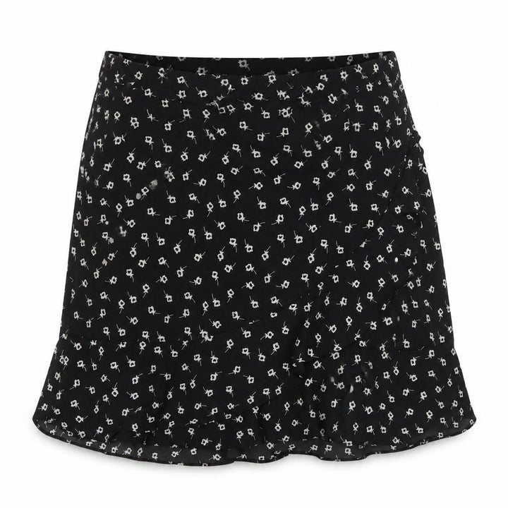 Oasis Women's Black Floral Short A-Line Skirt Size 10