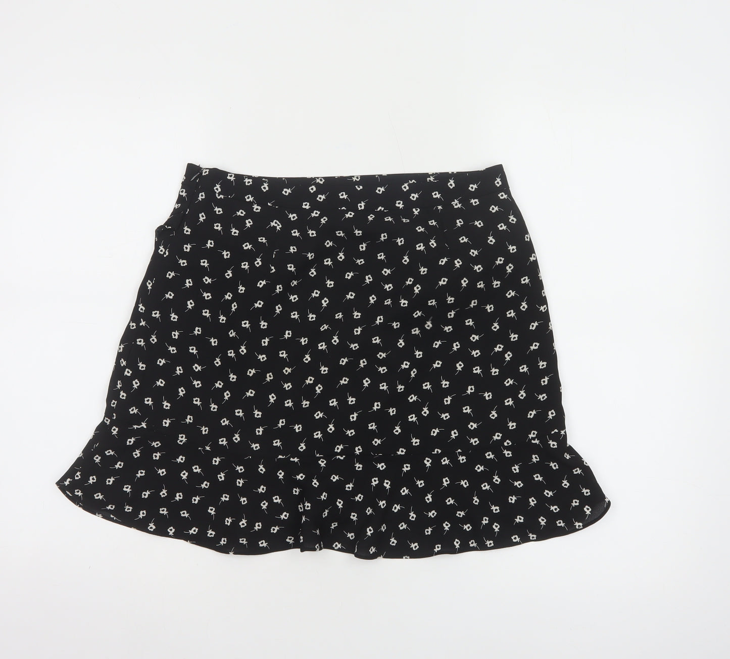 Oasis Women's Black Floral Short A-Line Skirt Size 10