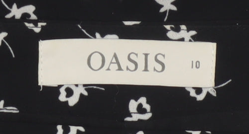 Oasis Women's Black Floral Short A-Line Skirt Size 10