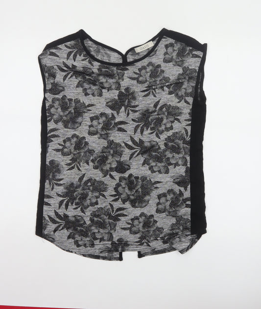 Oasis Womens Grey Floral Sleeveless Blouse Size S