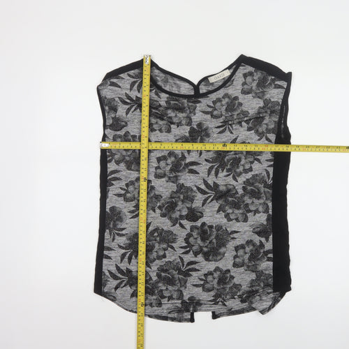 Oasis Womens Grey Floral Sleeveless Blouse Size S