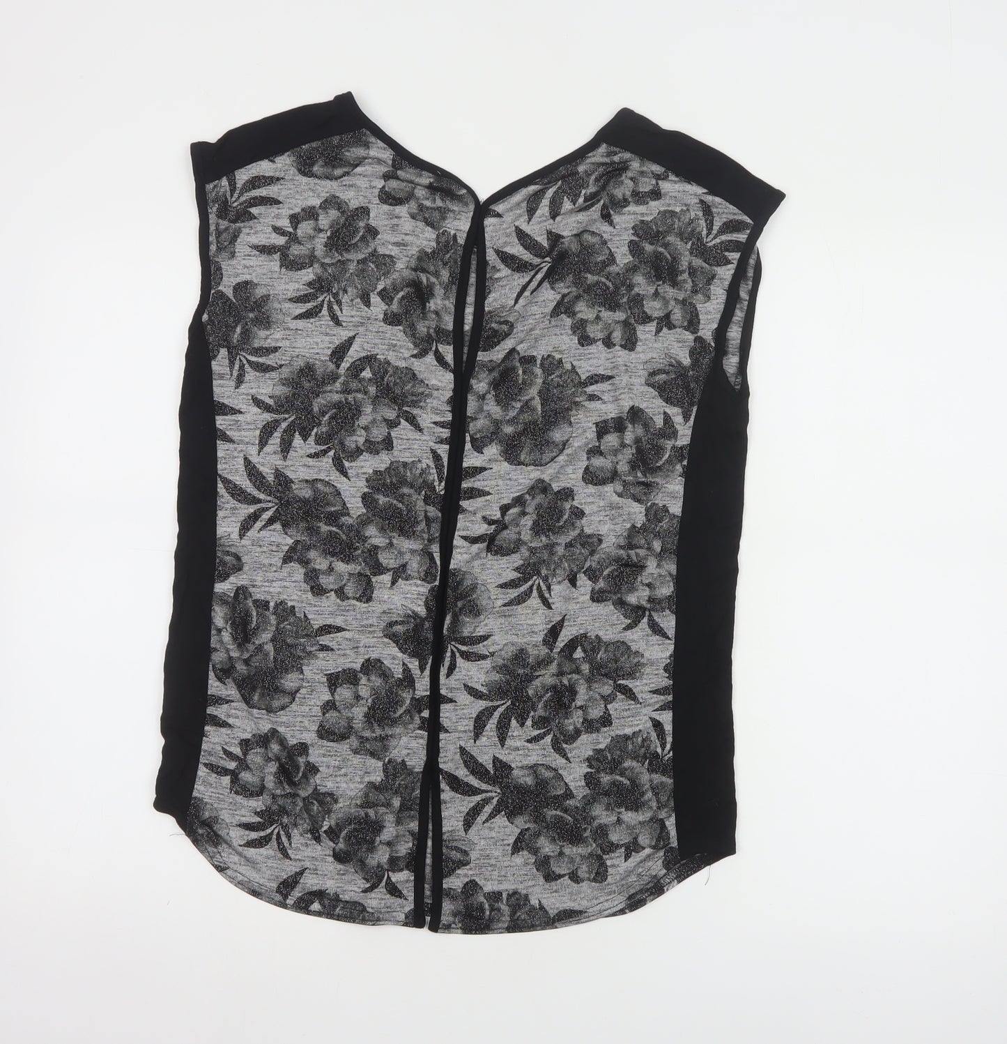 Oasis Womens Grey Floral Sleeveless Blouse Size S