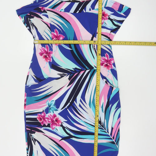 M&Co Women’s Multicoloured Floral Bodycon Knee Length Dress Size 12