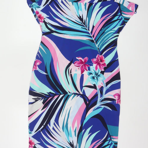 M&Co Women’s Multicoloured Floral Bodycon Knee Length Dress Size 12