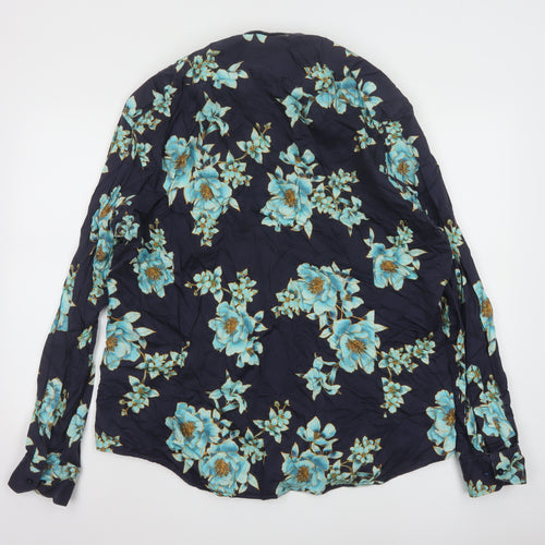 Hawes & Curtis Mens Navy Blue Floral Long Sleeve Button-Up Shirt XXXL