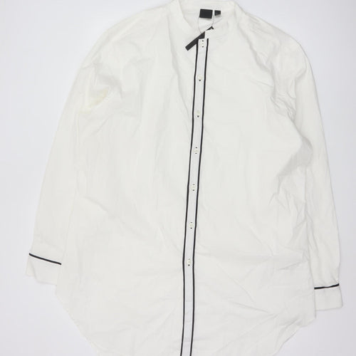 ASOS Men’s White 3XL Regular Fit Band Collar Long Sleeve Shirt