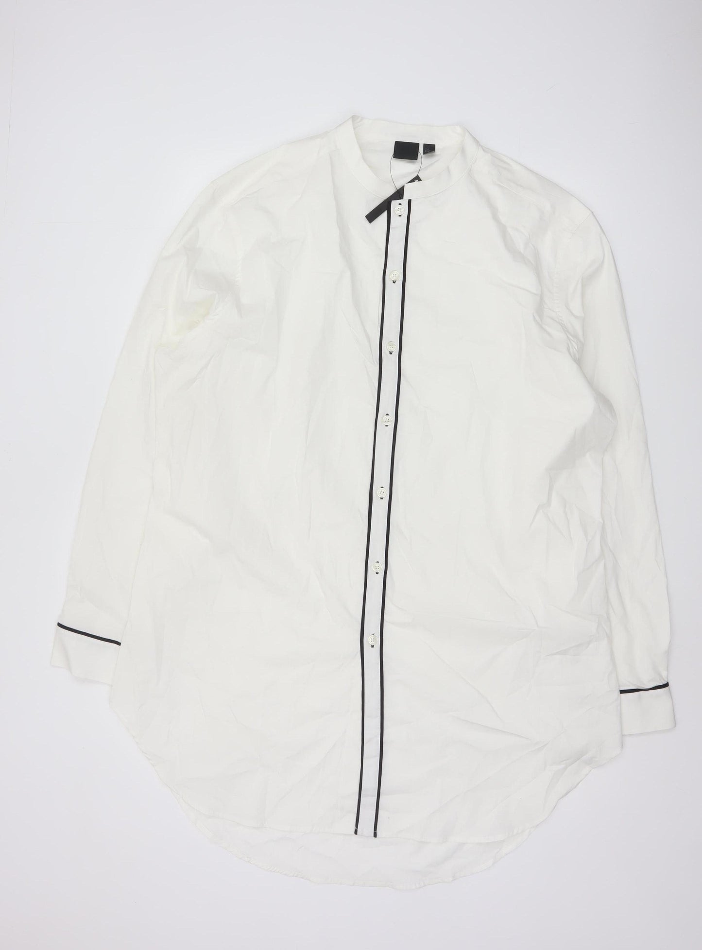 ASOS Men’s White 3XL Regular Fit Band Collar Long Sleeve Shirt