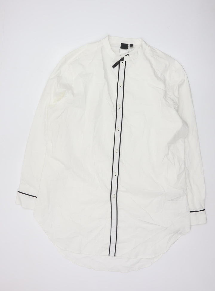 ASOS Men’s White 3XL Regular Fit Band Collar Long Sleeve Shirt