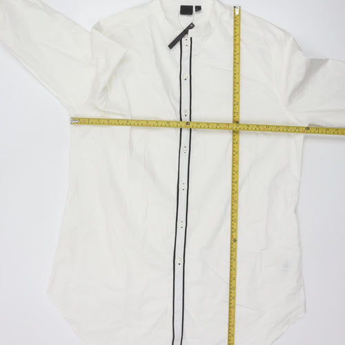 ASOS Men’s White 3XL Regular Fit Band Collar Long Sleeve Shirt
