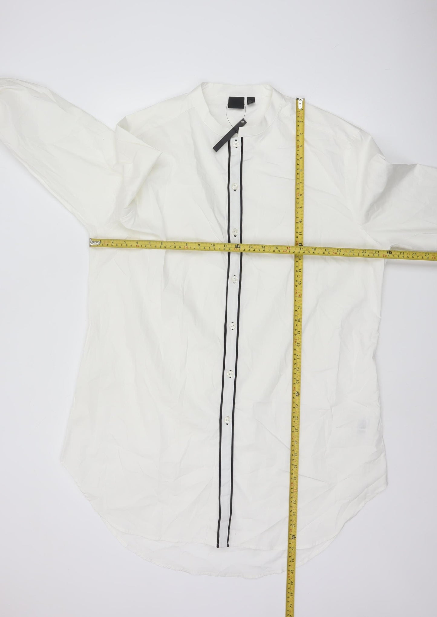 ASOS Men’s White 3XL Regular Fit Band Collar Long Sleeve Shirt