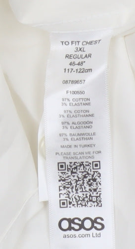 ASOS Men’s White 3XL Regular Fit Band Collar Long Sleeve Shirt
