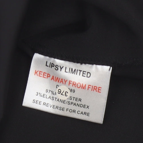 Lipsy Women Black Size 8 Bodycon Satin Flower Detail Party Dress