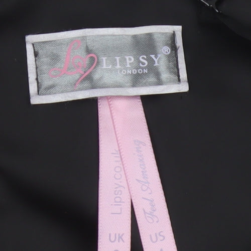 Lipsy Women Black Size 8 Bodycon Satin Flower Detail Party Dress
