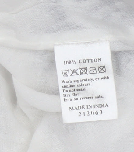 Monsoon Women White Embroidered A-Line Cotton Skirt Size 20
