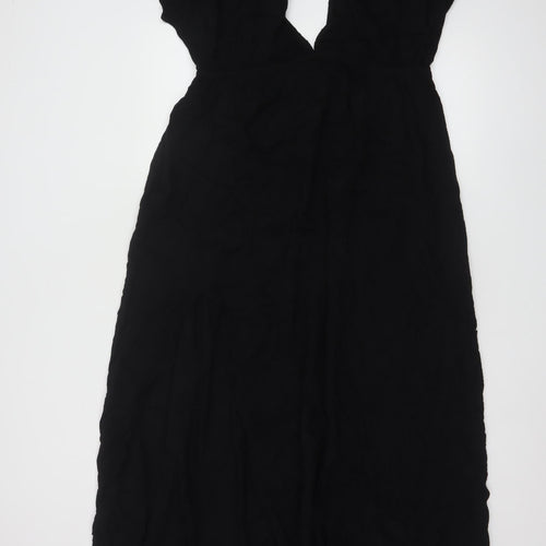 ASOS DESIGN Women’s Black Viscose Midi A-Line Dress Size 16