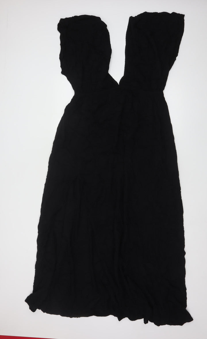 ASOS DESIGN Women’s Black Viscose Midi A-Line Dress Size 16