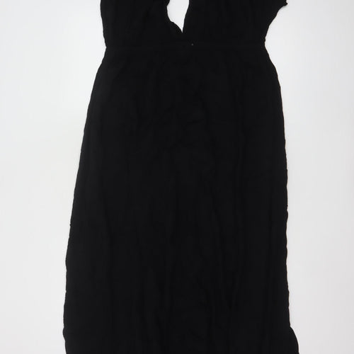 ASOS DESIGN Women’s Black Viscose Midi A-Line Dress Size 16