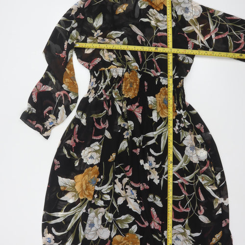 Boohoo Women's Multicoloured Floral Midi A-Line Dress Size 12