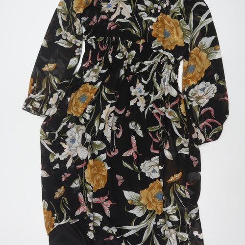 Boohoo Women's Multicoloured Floral Midi A-Line Dress Size 12