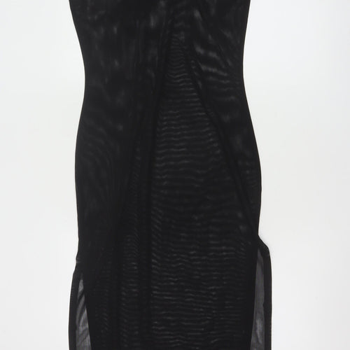 Lioness Women's Black Mesh Sleeveless Bodycon Midi Dress Size M