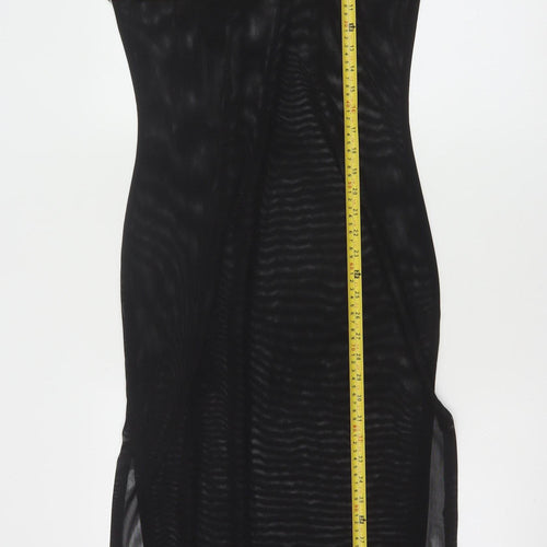 Lioness Women's Black Mesh Sleeveless Bodycon Midi Dress Size M