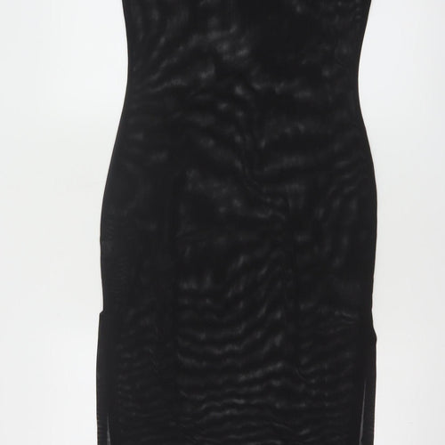 Lioness Women's Black Mesh Sleeveless Bodycon Midi Dress Size M