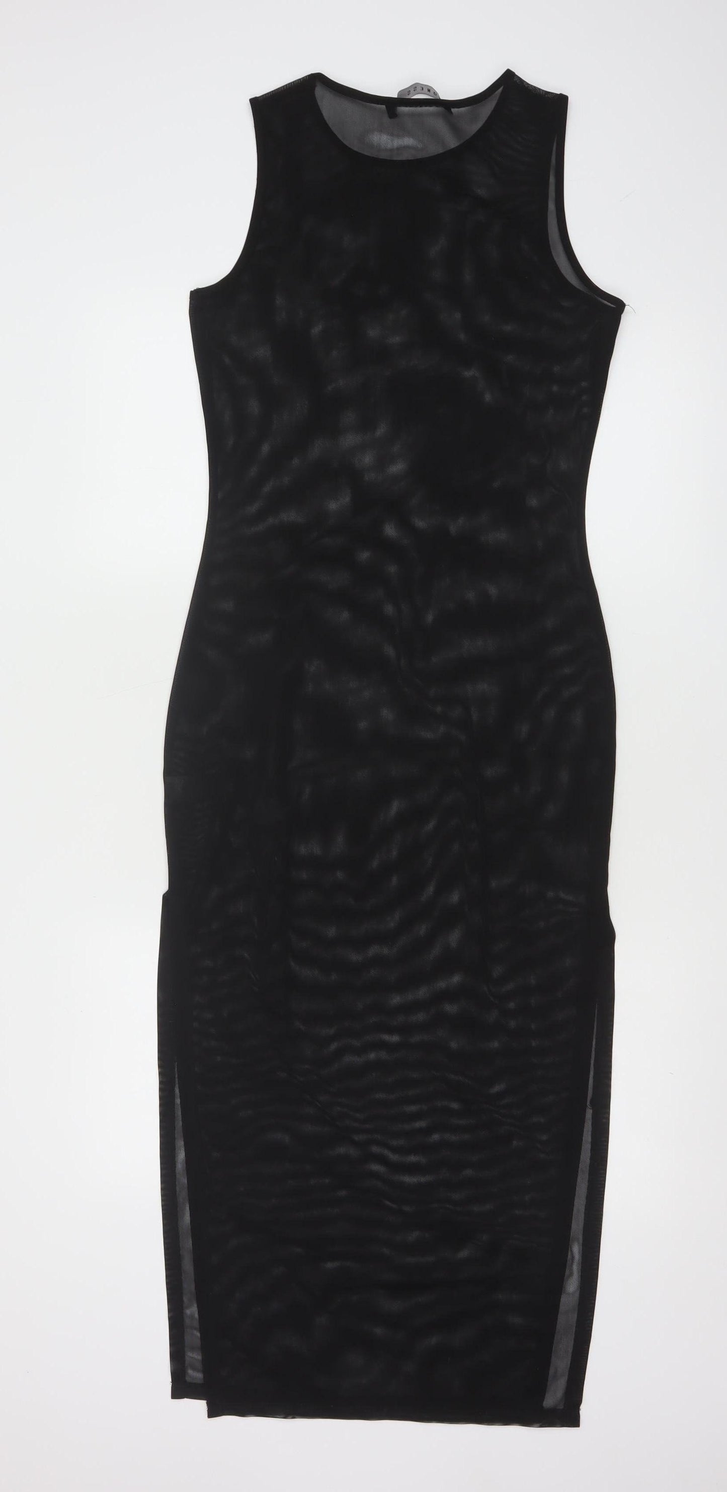 Lioness Women's Black Mesh Sleeveless Bodycon Midi Dress Size M
