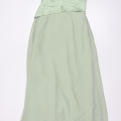 JJ's House Women’s Green A-Line Long Strapless Formal Dress UK 8